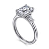 Feana - 14K White Gold Emerald Cut Three Stone Diamond Engagement Ring - 0.4 ct