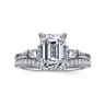 Feana - 14K White Gold Emerald Cut Three Stone Diamond Engagement Ring - 0.4 ct