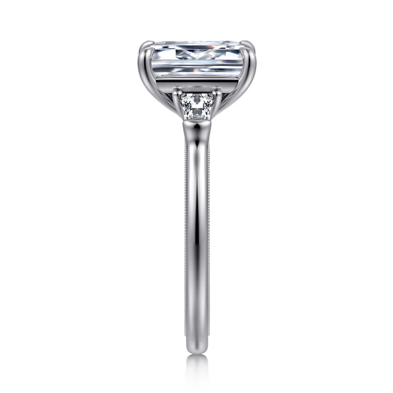 Feana - 14K White Gold Emerald Cut Three Stone Diamond Engagement Ring - 0.4 ct - Shot 5