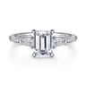 Feana - 14K White Gold Emerald Cut Three Stone Diamond Engagement Ring - 0.35 ct