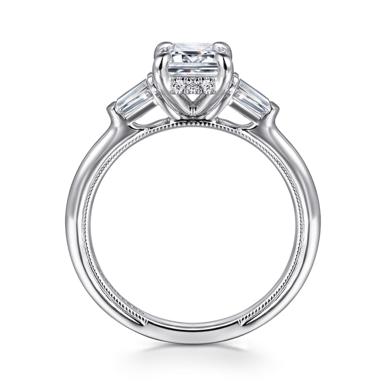Feana - 14K White Gold Emerald Cut Three Stone Diamond Engagement Ring - 0.35 ct - Shot 2