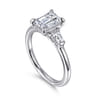 Feana - 14K White Gold Emerald Cut Three Stone Diamond Engagement Ring - 0.35 ct