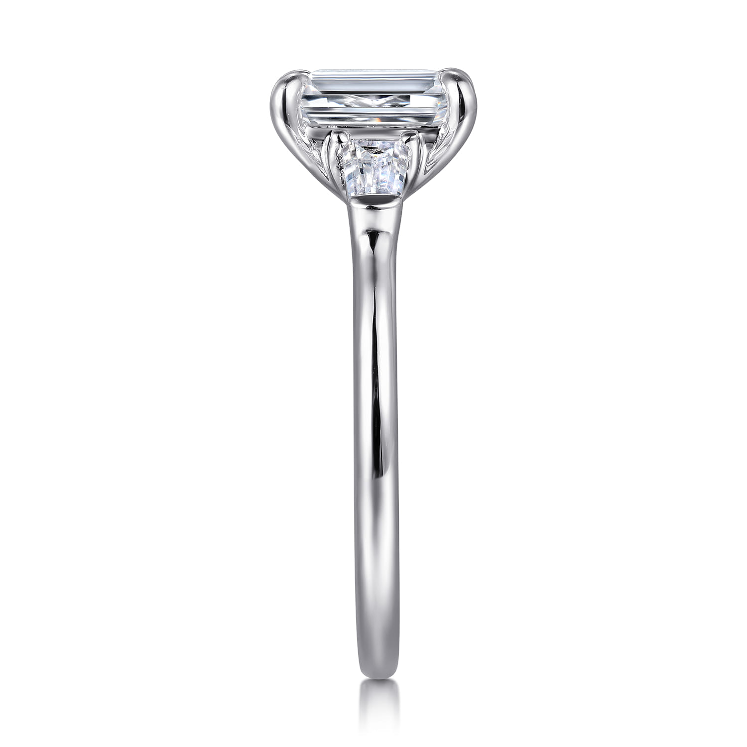 Feana - 14K White Gold Emerald Cut Three Stone Diamond Engagement Ring - 0.35 ct - Shot 5