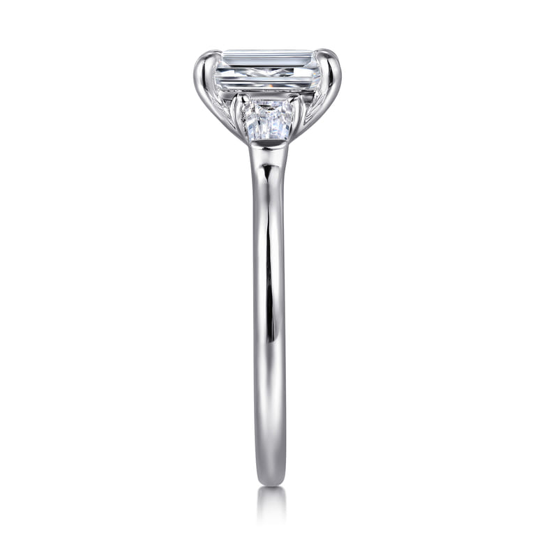 Feana - 14K White Gold Emerald Cut Three Stone Diamond Engagement Ring - 0.35 ct - Shot 5