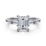 Louann - 14K White Gold Emerald Cut Three Stone Diamond Engagement Ring - 0.3 ct