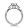 Louann - 14K White Gold Emerald Cut Three Stone Diamond Engagement Ring - 0.3 ct