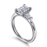 Louann - 14K White Gold Emerald Cut Three Stone Diamond Engagement Ring - 0.3 ct
