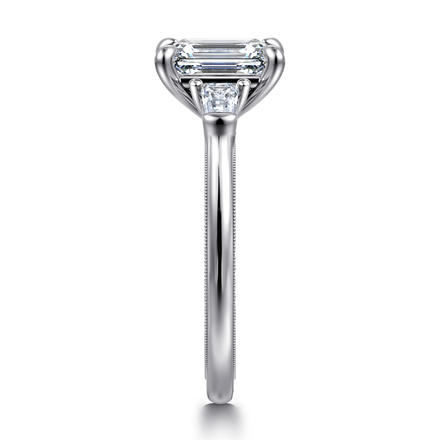 Louann - 14K White Gold Emerald Cut Three Stone Diamond Engagement Ring - 0.3 ct - Shot 4