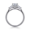 Reema - 14K White Gold Emerald Cut Three Stone Lotus Diamond Engagement Ring - 0.24 ct
