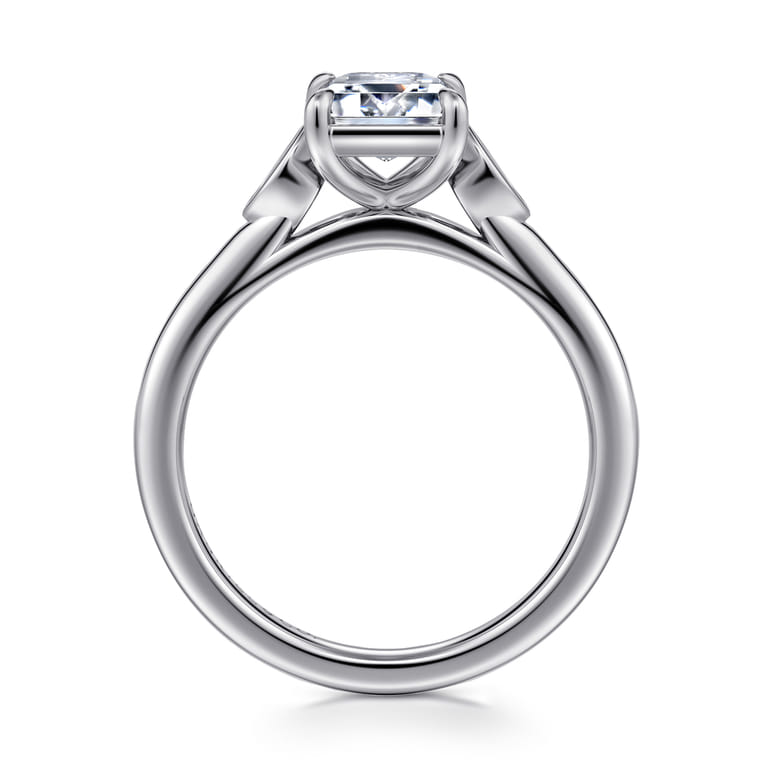 Charli - 14K White Gold Bezel Prong Emerald Cut Three Stone Diamond Engagement Ring - 0.1 ct - Shot 2
