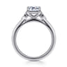Charli - 14K White Gold Bezel Prong Emerald Cut Three Stone Diamond Engagement Ring - 0.1 ct