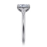 Charli - 14K White Gold Bezel Prong Emerald Cut Three Stone Diamond Engagement Ring - 0.1 ct