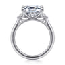 Darline - 14K White Gold Emerald Cut Three Stone Lotus Diamond Engagement Ring - 0.22 ct