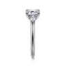 Darline - 14K White Gold Emerald Cut Three Stone Lotus Diamond Engagement Ring - 0.22 ct