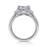 Darline - 14K White Gold Emerald Cut Three Stone Lotus Diamond Engagement Ring - 0.22 ct