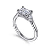 Darline - 14K White Gold Emerald Cut Three Stone Lotus Diamond Engagement Ring - 0.22 ct