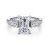Genna - 14K White Gold Emerald Cut Three Stone Diamond Engagement Ring - 0.65 ct