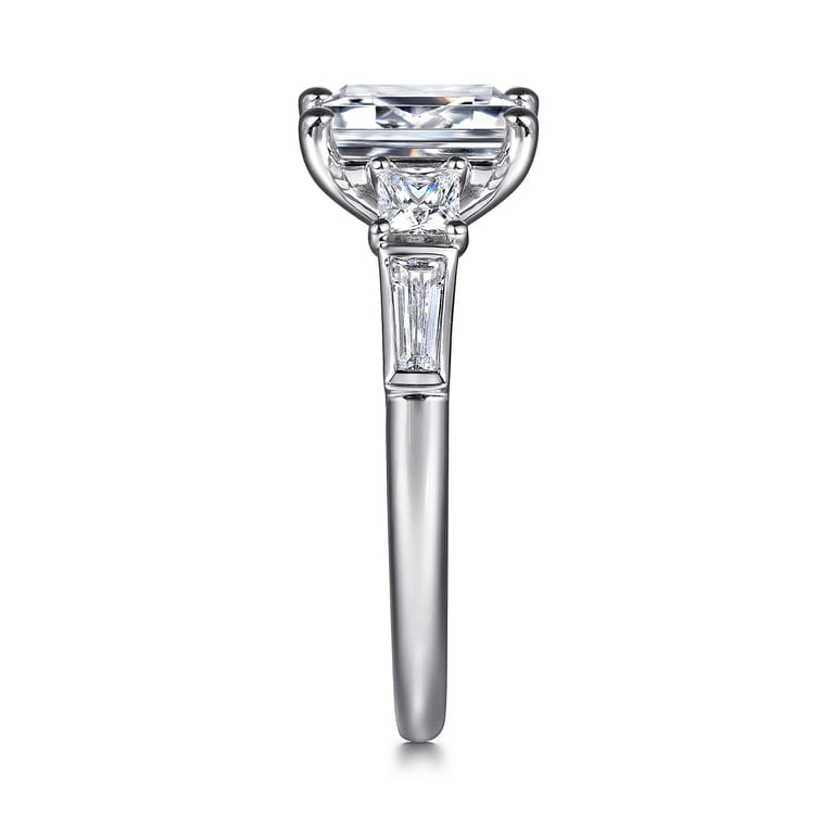 Genna - 14K White Gold Emerald Cut Three Stone Diamond Engagement Ring - 0.65 ct - Shot 5