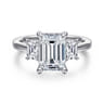 Stephi - 14K White Gold Emerald Cut Three Stone Diamond Engagement Ring - 0.6 ct