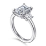 Stephi - 14K White Gold Emerald Cut Three Stone Diamond Engagement Ring - 0.6 ct