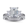 Stephi - 14K White Gold Emerald Cut Three Stone Diamond Engagement Ring - 0.6 ct