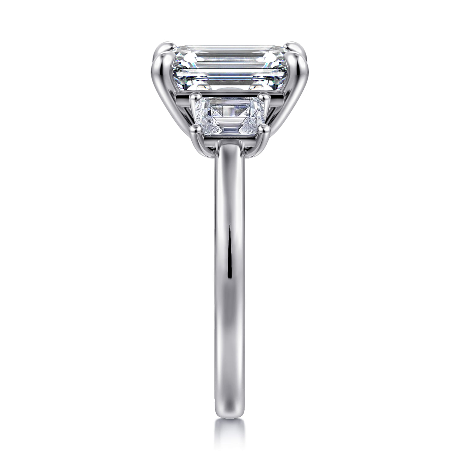 Stephi - 14K White Gold Emerald Cut Three Stone Diamond Engagement Ring - 0.6 ct - Shot 5