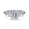 Stephi - 14K White Gold Emerald Cut Three Stone Diamond Engagement Ring - 0.6 ct
