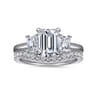 Stephi - 14K White Gold Emerald Cut Three Stone Diamond Engagement Ring - 0.6 ct