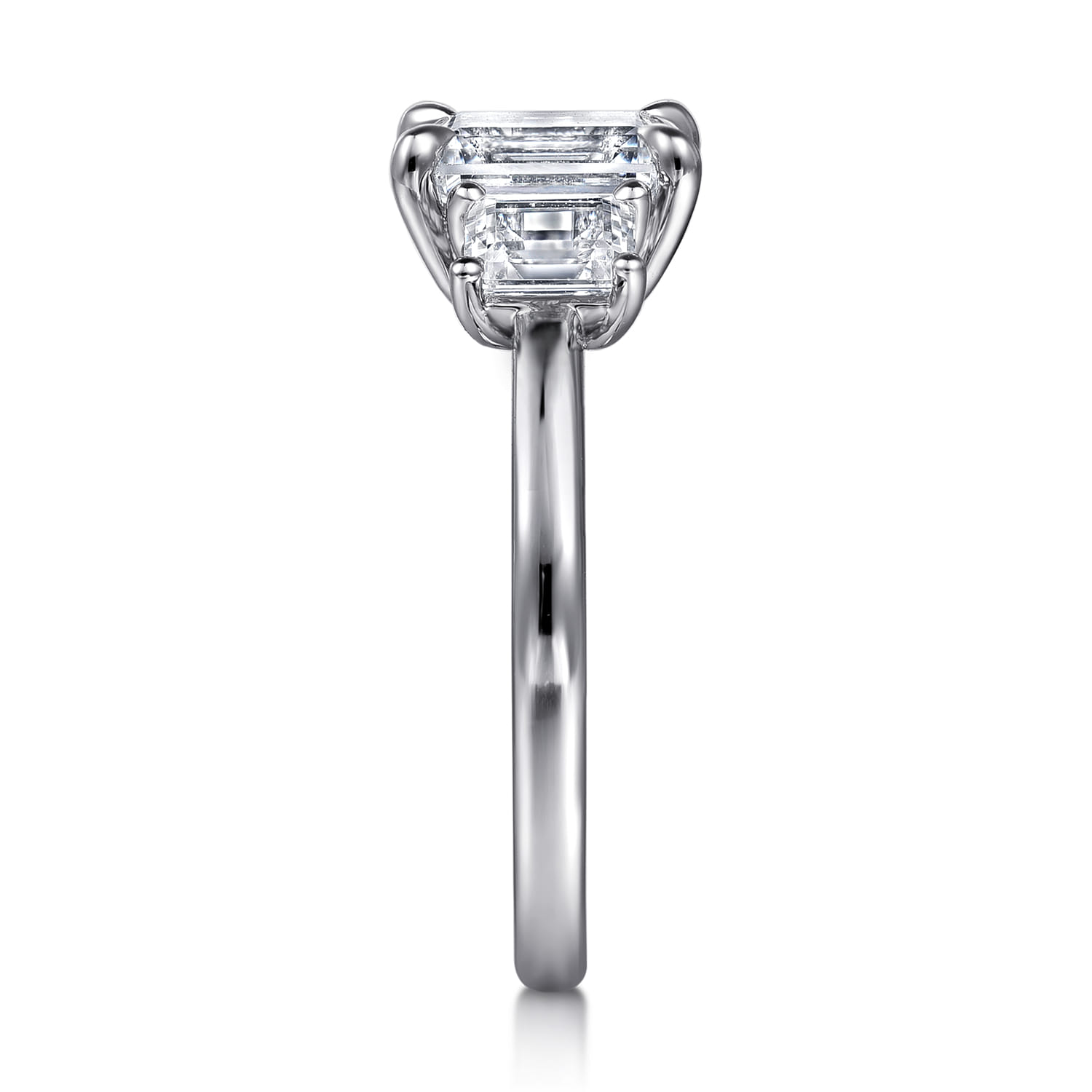 Stephi - 14K White Gold Emerald Cut Three Stone Diamond Engagement Ring - 0.6 ct - Shot 5