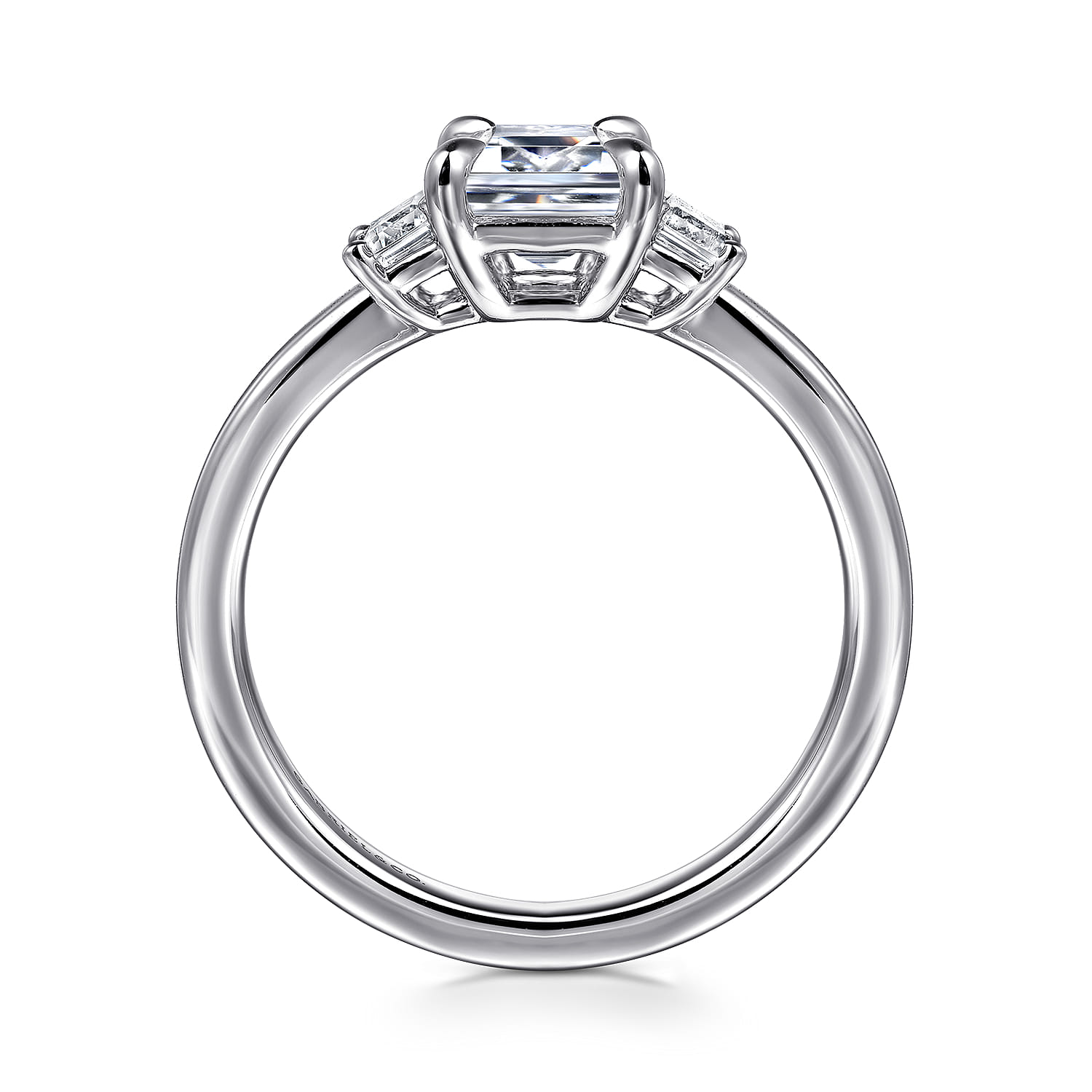Stephi - 14K White Gold Emerald Cut Three Stone Diamond Engagement Ring - 0.3 ct - Shot 2