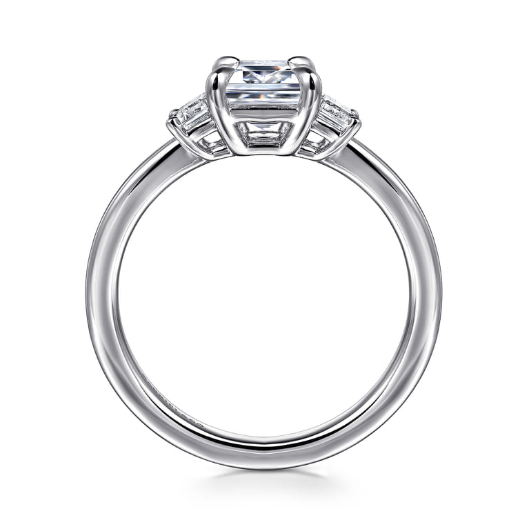 Stephi - 14K White Gold Emerald Cut Three Stone Diamond Engagement Ring - 0.3 ct - Shot 2