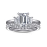 Stephi - 14K White Gold Emerald Cut Three Stone Diamond Engagement Ring - 0.3 ct