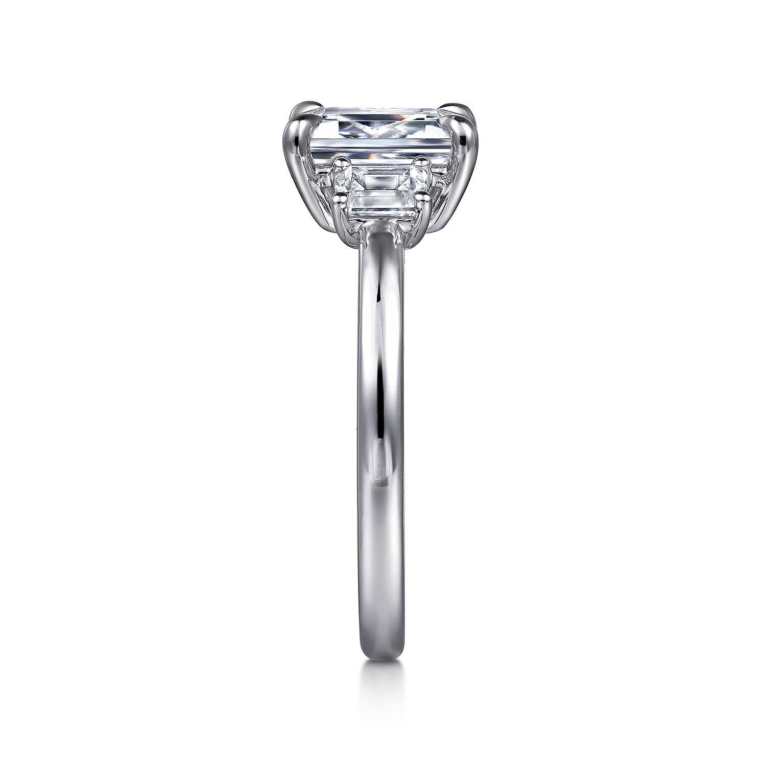 Stephi - 14K White Gold Emerald Cut Three Stone Diamond Engagement Ring - 0.3 ct - Shot 5