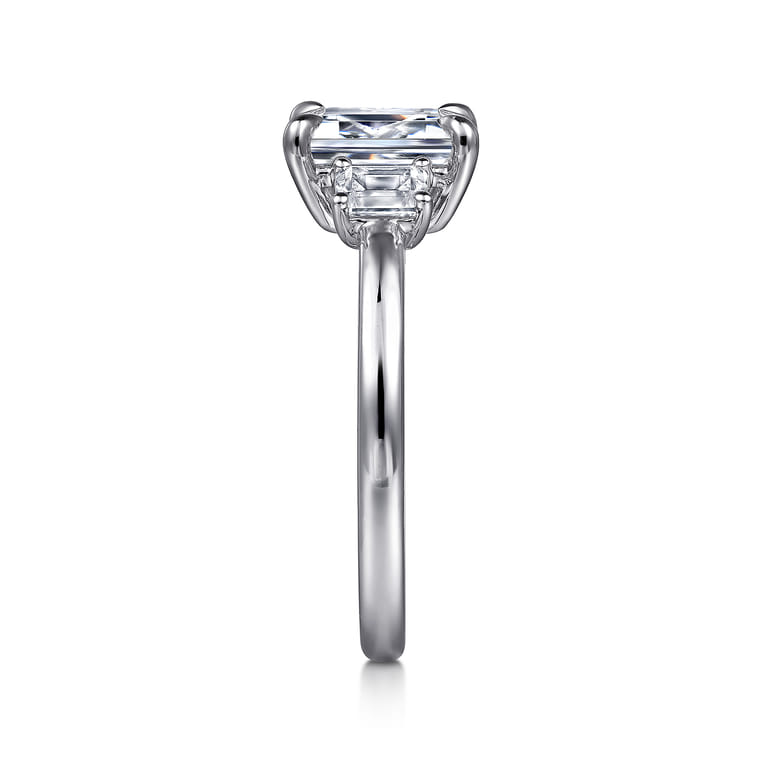 Stephi - 14K White Gold Emerald Cut Three Stone Diamond Engagement Ring - 0.3 ct - Shot 5