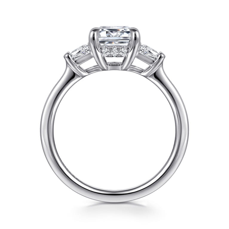 Kenia - 14K White Gold Emerald Cut Three Stone Diamond Engagement Ring - 0.45 ct - Shot 2