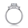 Kenia - 14K White Gold Emerald Cut Three Stone Diamond Engagement Ring - 0.45 ct