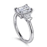 Kenia - 14K White Gold Emerald Cut Three Stone Diamond Engagement Ring - 0.45 ct