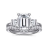 Kenia - 14K White Gold Emerald Cut Three Stone Diamond Engagement Ring - 0.45 ct