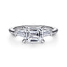Emeroux - 14K White Gold Emerald Cut Three Stone Diamond Engagement Ring - 0.3 ct