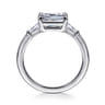 Emeroux - 14K White Gold Emerald Cut Three Stone Diamond Engagement Ring - 0.3 ct