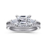 Emeroux - 14K White Gold Emerald Cut Three Stone Diamond Engagement Ring - 0.3 ct