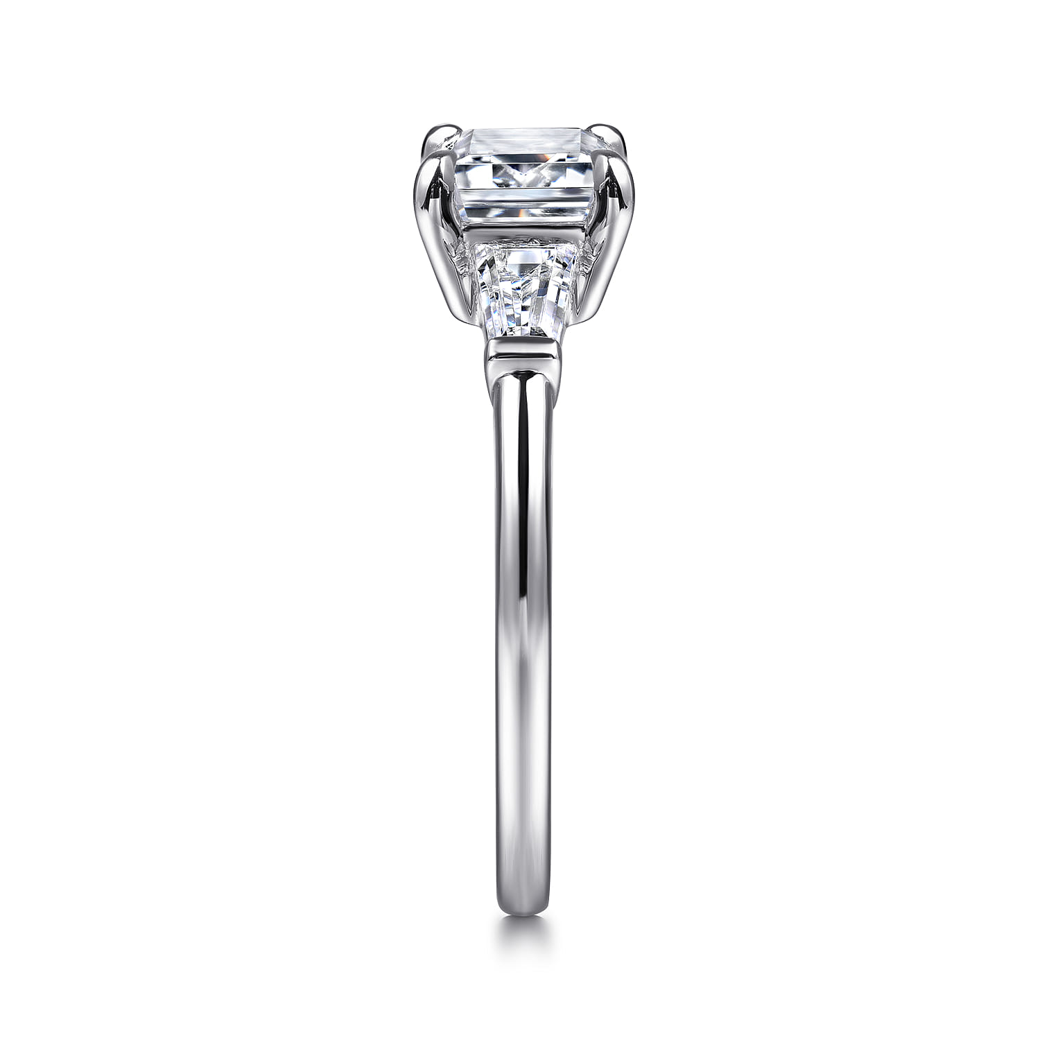 Emeroux - 14K White Gold Emerald Cut Three Stone Diamond Engagement Ring - 0.3 ct - Shot 5
