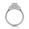 Madison - 14K White Gold Emerald Cut Three Stone Lotus Diamond Engagement Ring - 0.3 ct