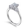 Madison - 14K White Gold Emerald Cut Three Stone Lotus Diamond Engagement Ring - 0.3 ct