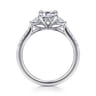 Moon - 14K White Gold Emerald Cut Three Stone Lotus Diamond Engagement Ring - 0.4 ct