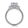 Nigela - 14K White Gold Emerald Cut Three Stone Lotus Diamond Engagement Ring - 0.4 ct