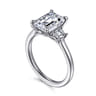 Nigela - 14K White Gold Emerald Cut Three Stone Lotus Diamond Engagement Ring - 0.4 ct