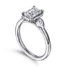 Ebony - 14K White Gold Emerald Cut Three Stone Diamond Engagement Ring - 0.19 ct