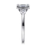Ebony - 14K White Gold Emerald Cut Three Stone Diamond Engagement Ring - 0.19 ct