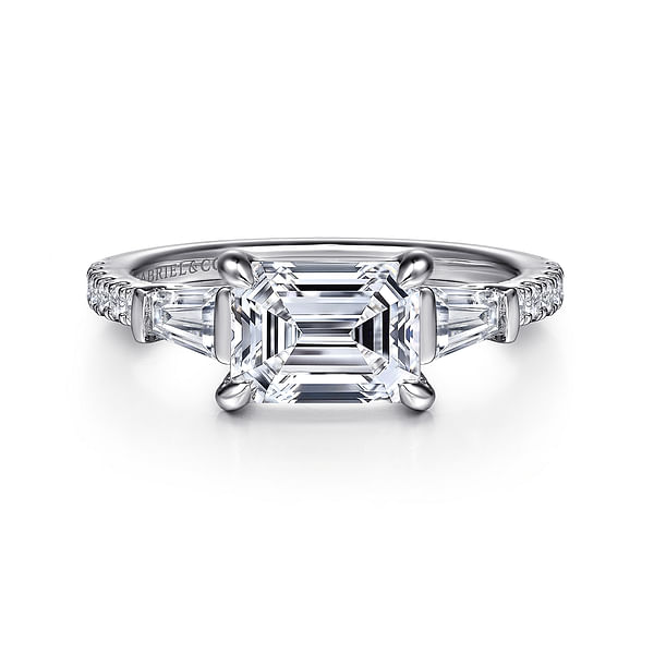 14k White Gold Diamond & Emerald 3-Stone Ring 14k White Gold Diamond & Emerald 3-Stone Ring